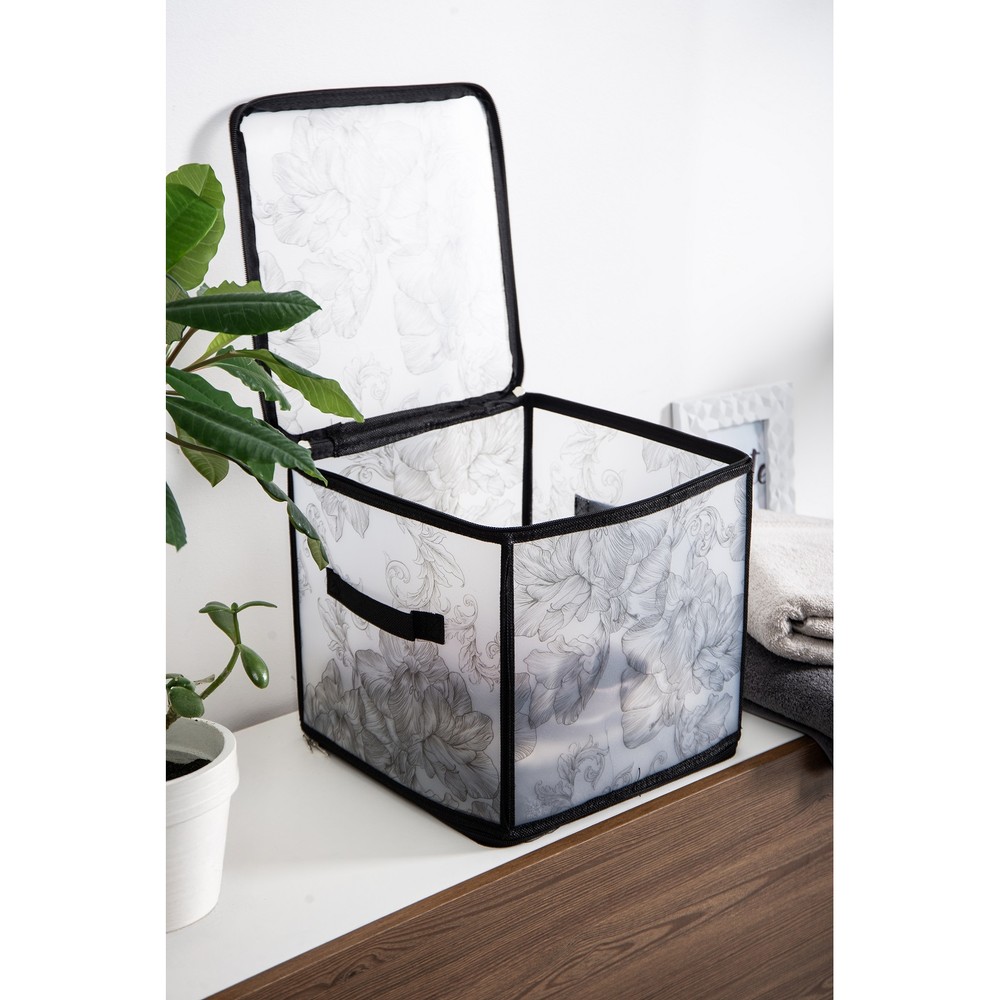 Кошик Idea Home DB-22 Anthracite Flowers 30x30x30 см (7058557) - Зображення 2