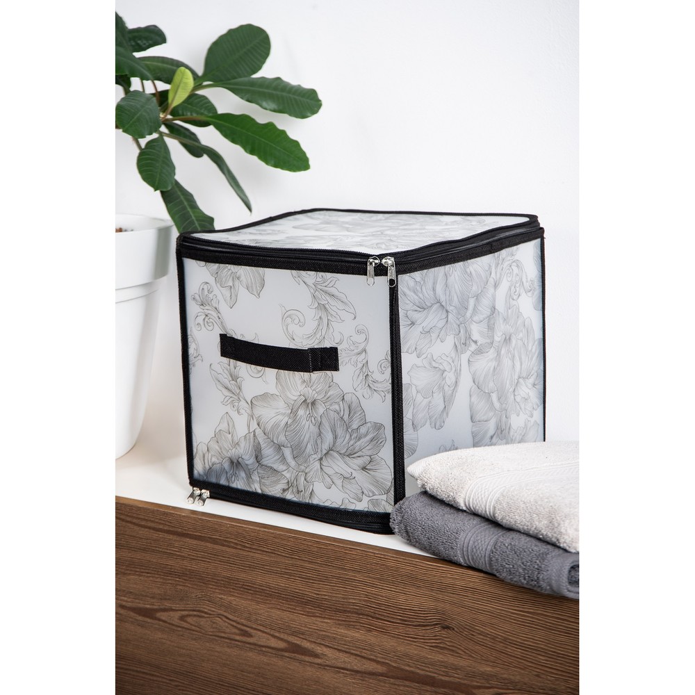 Кошик Idea Home DB-22 Anthracite Flowers 30x30x30 см (7058557) - Зображення 3