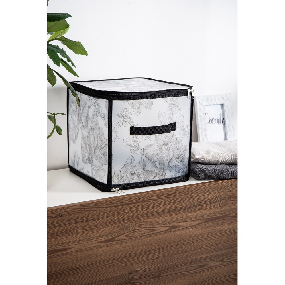 Кошик Idea Home DB-22 Anthracite Flowers 30x30x30 см (7058557) - Зображення 4